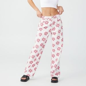 🔥Cotton:On White Jeans with Pink Flowers